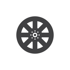 Obraz premium Alloy wheel icon vector, filled flat sign, solid pictogram isolated on white. Symbol, logo illustration.