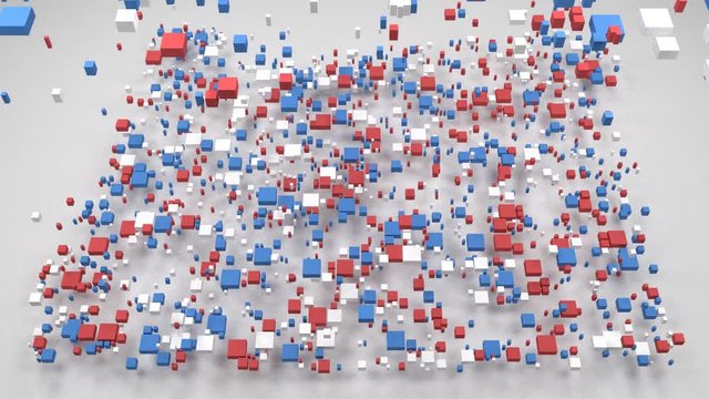 Map of Oregon - USA | 3D Fall down of little bricks - Flag colors