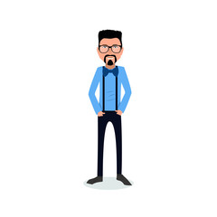 funny and cool cartoon guy in casual clothes, gesturing. Vector illustration, Hipster Style