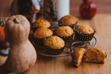 homemade fresh autumn muffins useful with pumpkin