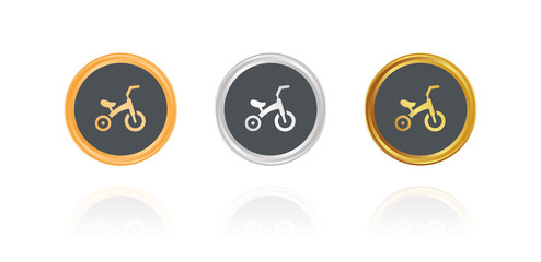 Fahrrad - Bronze, Silber, Gold Buttons