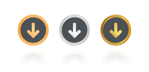 Pfeil unten - Auskunft - Bronze, Silber, Gold Buttons