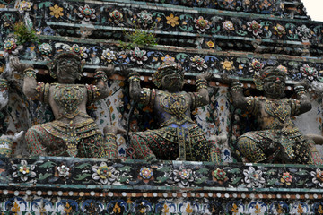 The view around Temple of Dawn (Wat Arun) in Bangkok, Thailand