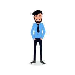 funny and cool cartoon guy in casual clothes, gesturing. Vector illustration, Hipster Style