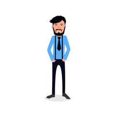 funny and cool cartoon guy in casual clothes, gesturing. Vector illustration, Hipster Style