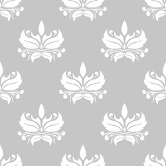 Obraz premium Gray and white floral ornament. Seamless pattern