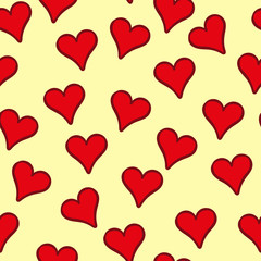 hand drawn cute heart shapes seamless vector pattern