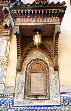 Traditional window Kairaouin Mosque. Fes. Morocco