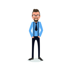 funny and cool cartoon guy in casual clothes, gesturing. Vector illustration, Hipster Style