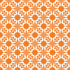 White floral seamless pattern on orange background