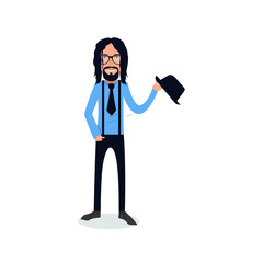 funny and cool cartoon guy in casual clothes, gesturing. Vector illustration, Hipster Style