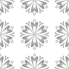 Gray floral seamless design on white background