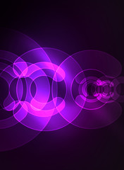 Round glowing elements on dark space, abstract background