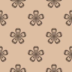 Brown and beige floral seamless pattern