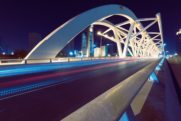 traffic trail at bridge,tianjin,china,asia. © kalafoto