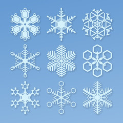 Snowflakes Collection Vector Blue