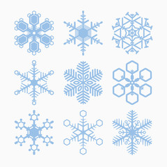 Snowflakes Collection Vector Blue