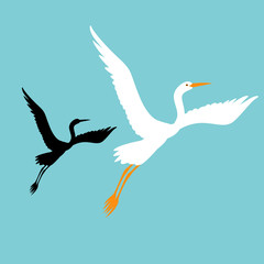 heron vector illustration  style flat black silhouette