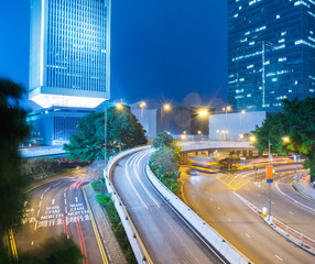 Fototapeta na wymiar traffic trails in downtown hong kong,china,asia.