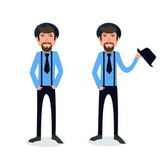 funny and cool cartoon guy in casual clothes, gesturing. Vector illustration, Hipster Style