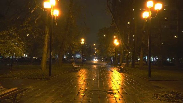 night walk in the autumn city Park