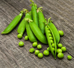 green peas on a table