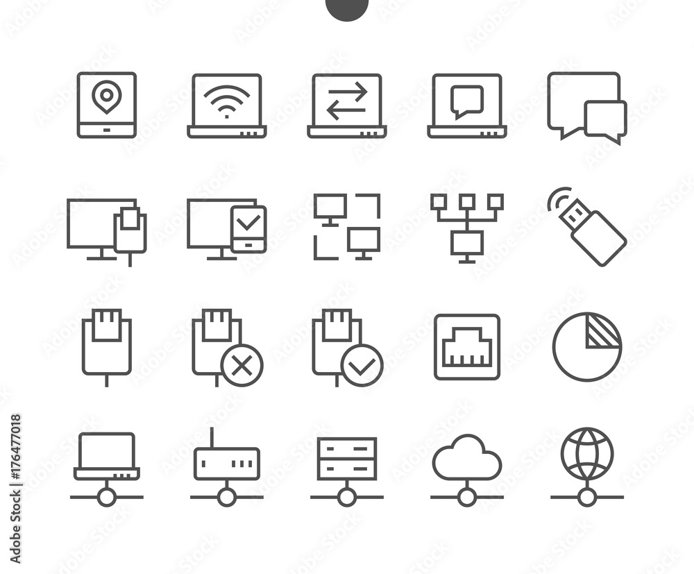 Poster network ui pixel perfect well-crafted vector thin line icons 48x48 ready for 24x24 grid with editabl