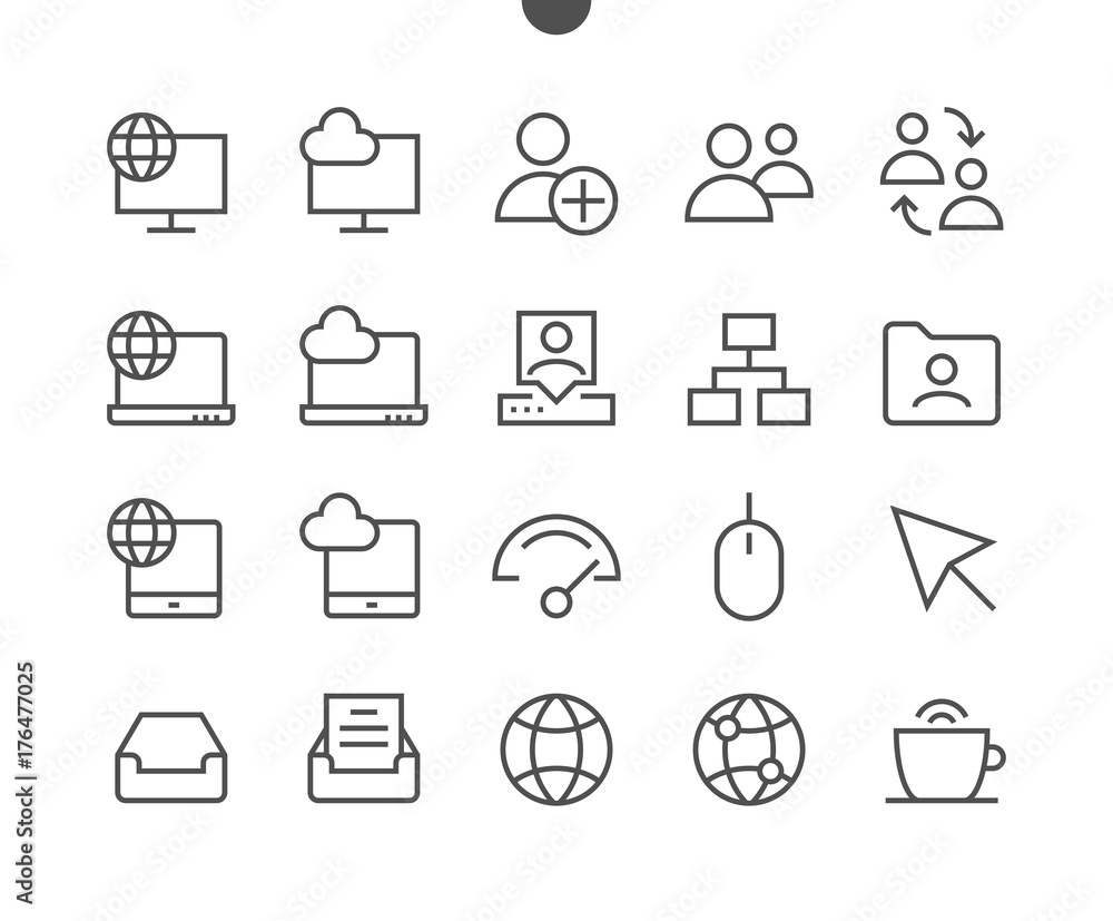 Poster network ui pixel perfect well-crafted vector thin line icons 48x48 ready for 24x24 grid with editabl