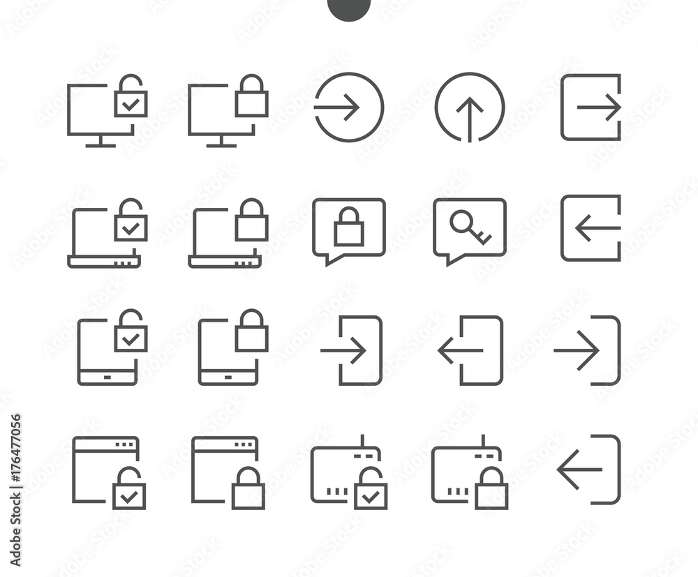 Poster login ui pixel perfect well-crafted vector thin line icons 48x48 ready for 24x24 grid for web graphi