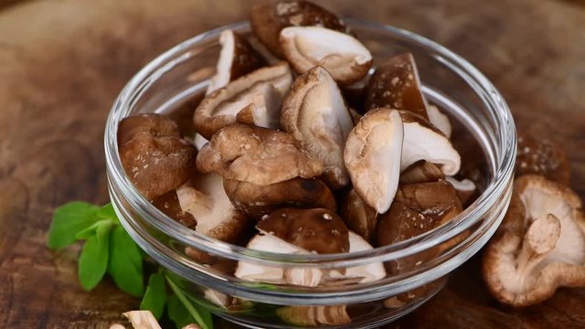 Shiitake mushrooms as seamless loopable rotating 4K UHD footage