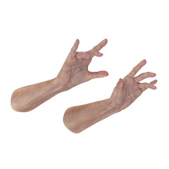 hands of the old man isolated on a white. 3D illustration