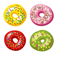 Set of tasty donuts. Vector Illustration.
