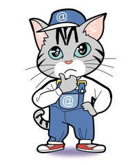 パソコン修理の猫-考える