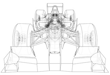 sport race car. Abstract drawing. Tracing illustration of 3d