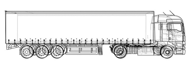 Vector truck. Abstract drawing. Wire-frame. EPS10 format. Vector created of 3d