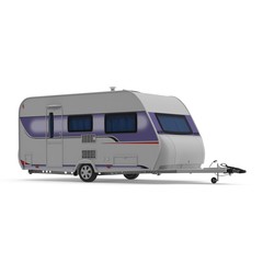Obraz premium Camping Caravan on white. 3D illustration