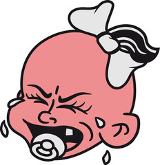 gesicht kopf mädchen girl frau weiblich zicke wütend weinen schreien böse brüllen flennen nerven laut jammern klein süß niedlich windel kind baby comic cartoon