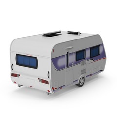 camper trailer on white. 3D illustration