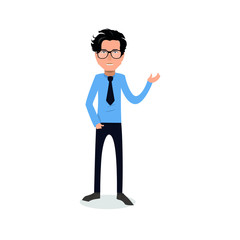 funny and cool cartoon guy in casual clothes, gesturing. Vector illustration, Hipster Style