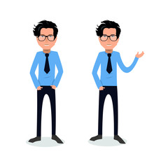 funny and cool cartoon guy in casual clothes, gesturing. Vector illustration, Hipster Style