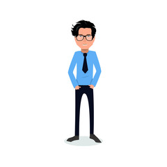funny and cool cartoon guy in casual clothes, gesturing. Vector illustration, Hipster Style