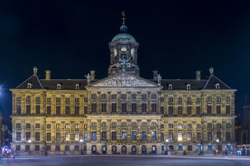 Fototapeta na wymiar The Royal Palace in Dam Square, Amsterdam. Netherlands.