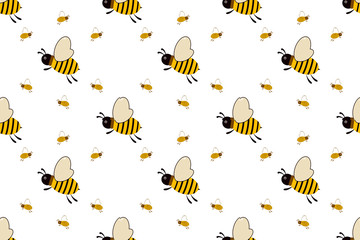 Vector seamless pattern with bees