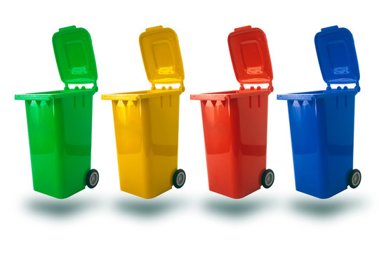 multiple color for separate type of waste open cap plastic trash bin or recycle bin garbage bin