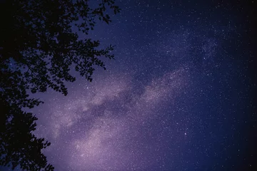 Foto auf Glas blauer Nachthimmel mit Stern und romantischem Naturhintergrund der Milchstraße © Quality Stock Arts