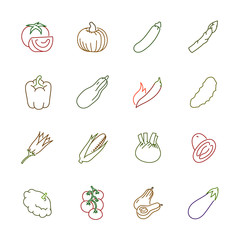 Vegetables icons - Tomato, cucumber and chili