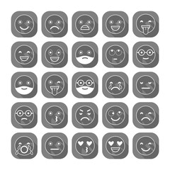 Flat icons of emoticons. Smile with a beard, different emotions, moods.