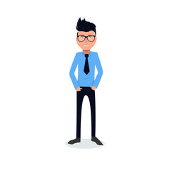 funny and cool cartoon guy in casual clothes, gesturing. Vector illustration, Hipster Style