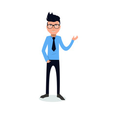 funny and cool cartoon guy in casual clothes, gesturing. Vector illustration, Hipster Style