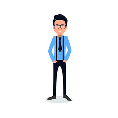 funny and cool cartoon guy in casual clothes, gesturing. Vector illustration, Hipster Style
